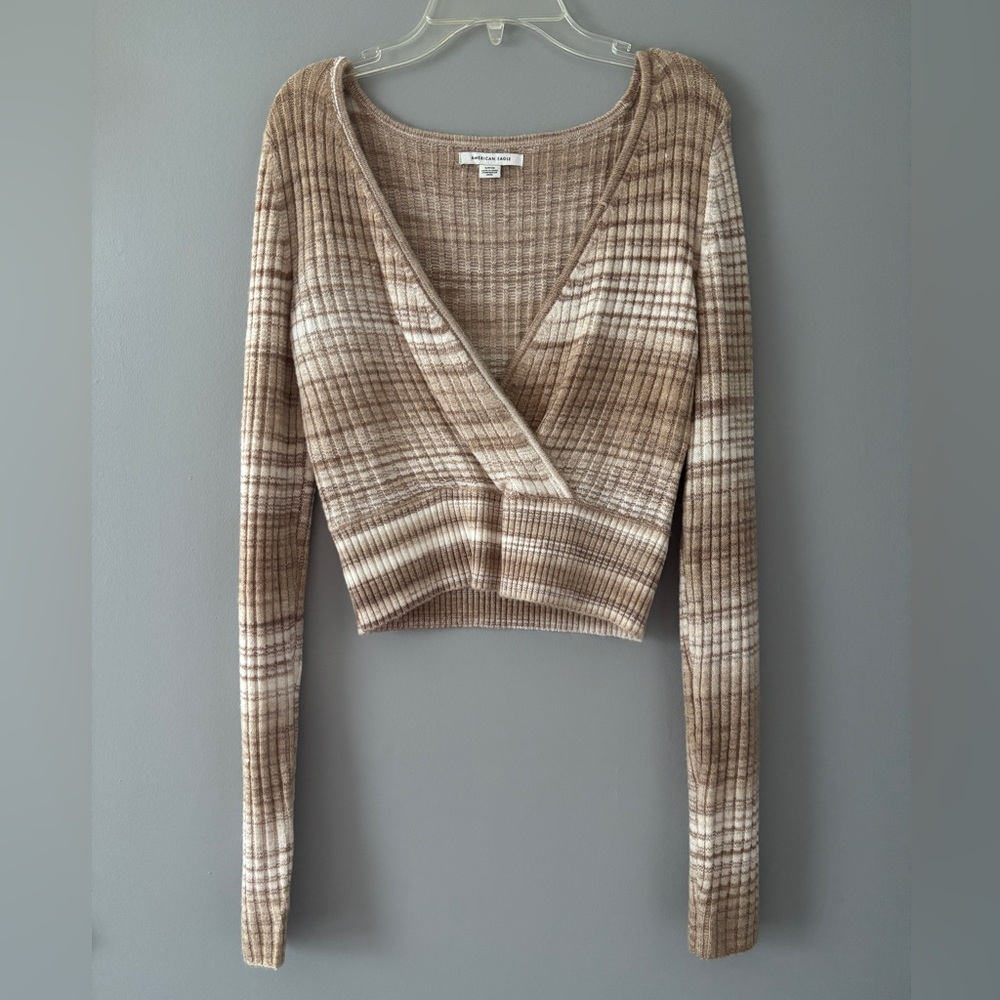 American Eagle Cropped Wrap Sweater